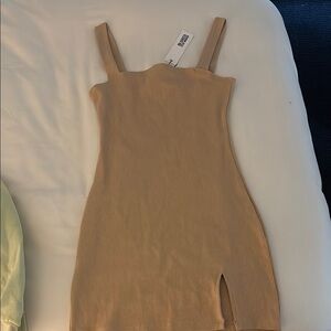 BB Dakota Tan Square Neck Bodycon Mini Dress